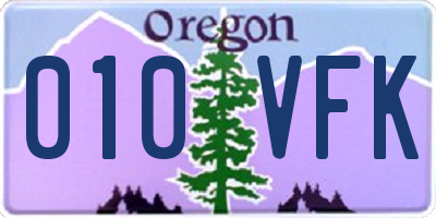 OR license plate 010VFK