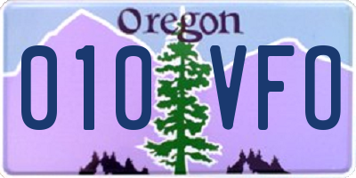 OR license plate 010VFO