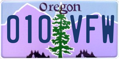 OR license plate 010VFW