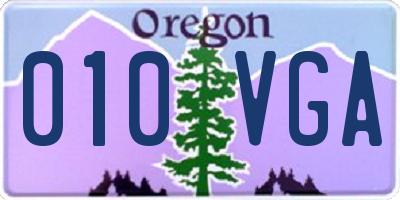 OR license plate 010VGA