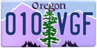 OR license plate 010VGF