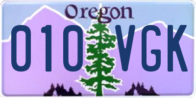 OR license plate 010VGK