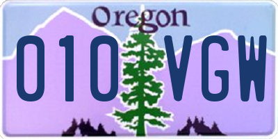 OR license plate 010VGW