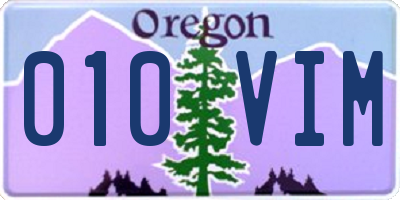 OR license plate 010VIM