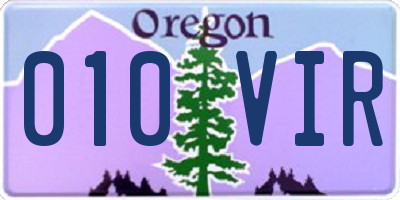 OR license plate 010VIR