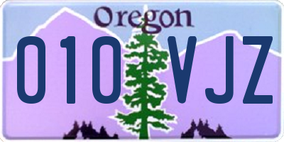 OR license plate 010VJZ