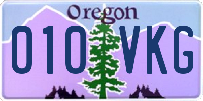 OR license plate 010VKG