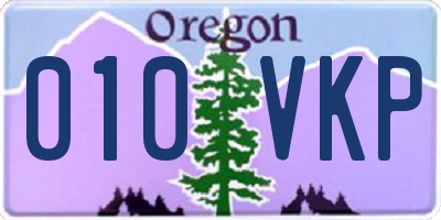 OR license plate 010VKP