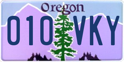 OR license plate 010VKY
