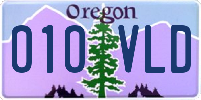 OR license plate 010VLD
