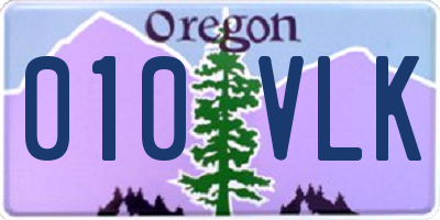 OR license plate 010VLK