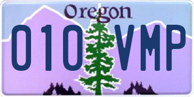 OR license plate 010VMP