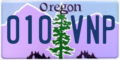 OR license plate 010VNP