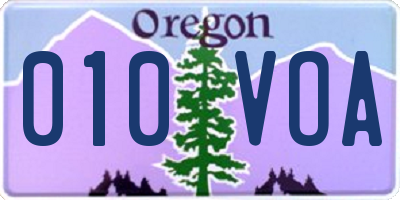 OR license plate 010VOA