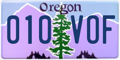 OR license plate 010VOF