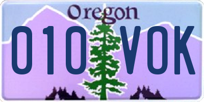 OR license plate 010VOK