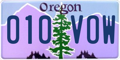 OR license plate 010VOW