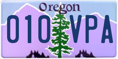 OR license plate 010VPA