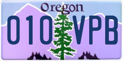 OR license plate 010VPB