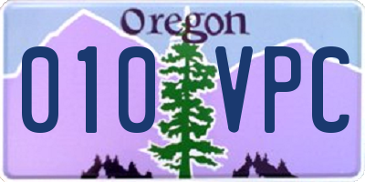 OR license plate 010VPC