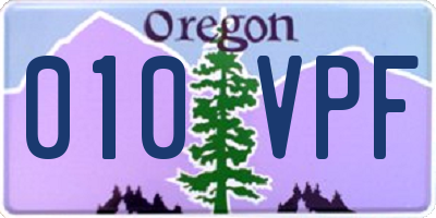 OR license plate 010VPF