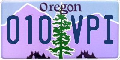 OR license plate 010VPI