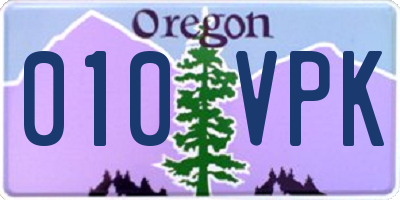 OR license plate 010VPK