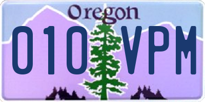 OR license plate 010VPM