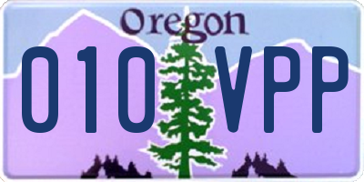 OR license plate 010VPP