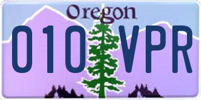 OR license plate 010VPR