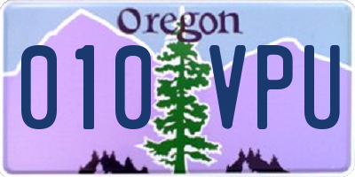 OR license plate 010VPU