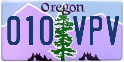 OR license plate 010VPV