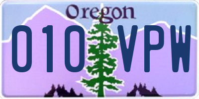 OR license plate 010VPW