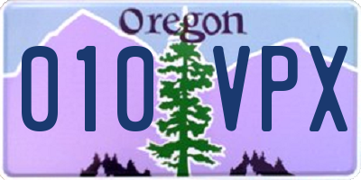 OR license plate 010VPX
