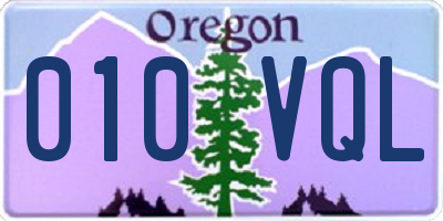 OR license plate 010VQL