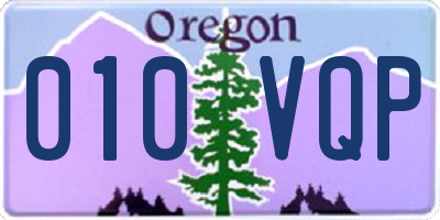 OR license plate 010VQP
