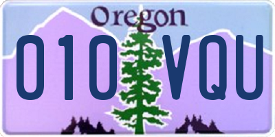 OR license plate 010VQU