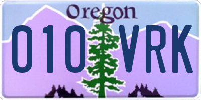OR license plate 010VRK