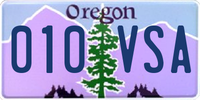 OR license plate 010VSA