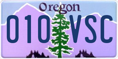 OR license plate 010VSC