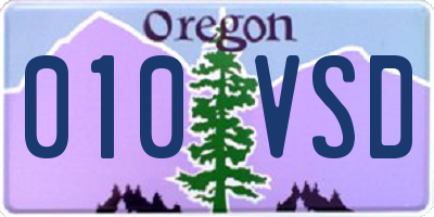 OR license plate 010VSD