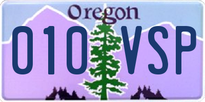 OR license plate 010VSP