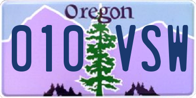 OR license plate 010VSW