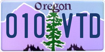 OR license plate 010VTD
