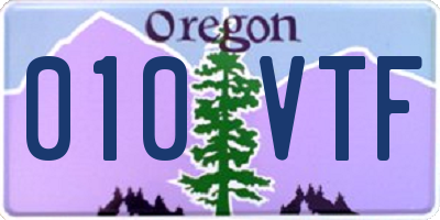 OR license plate 010VTF