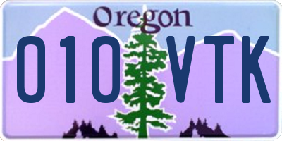 OR license plate 010VTK