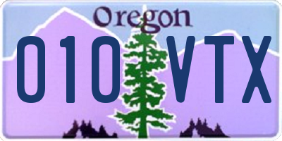 OR license plate 010VTX