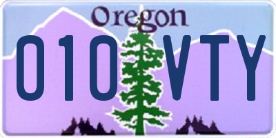 OR license plate 010VTY