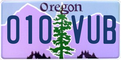 OR license plate 010VUB