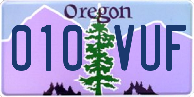OR license plate 010VUF